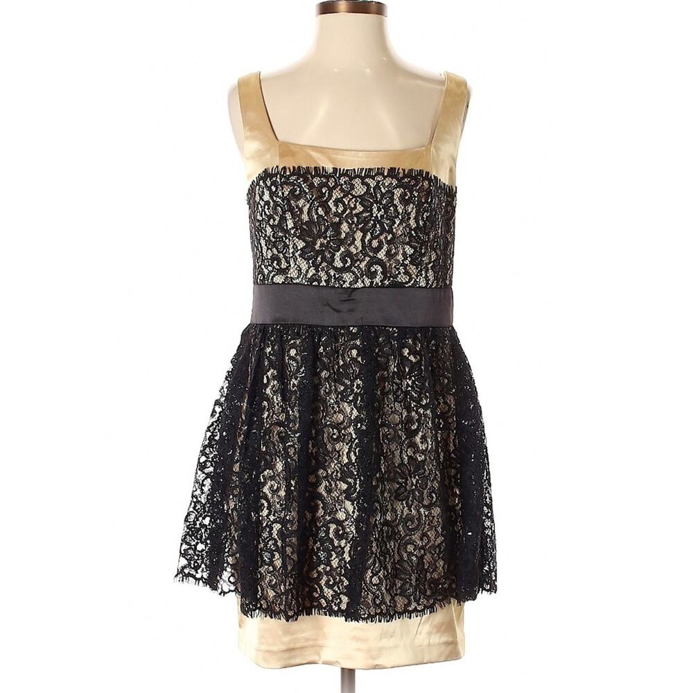 NWT! Decode 1.8 Black Lace over Gold Cocktail Dress Style 180761 Size 12